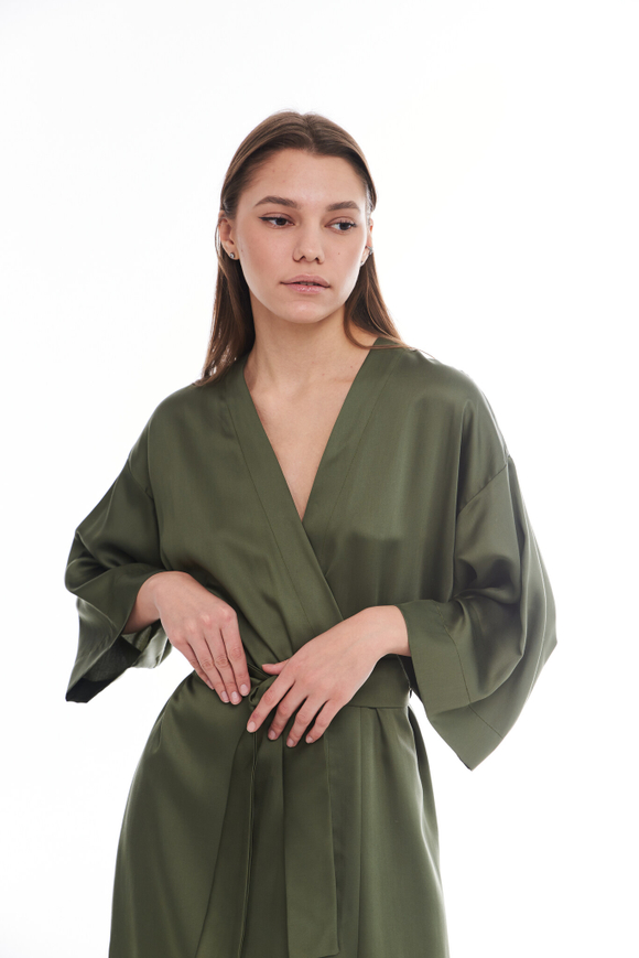 Халат из тенселя олива макси