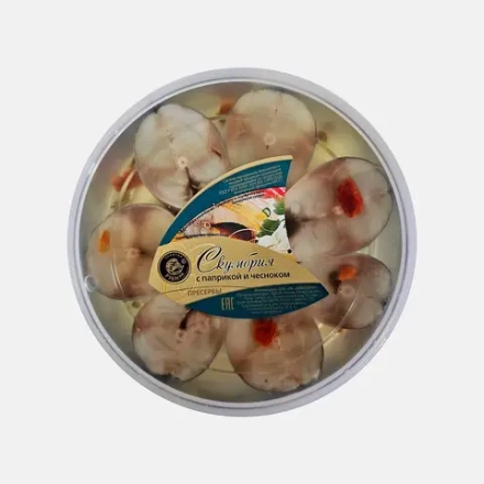 Скумбрия Золотая Fishка атлантическая кусочки с паприкой и чесноком в масле 400г