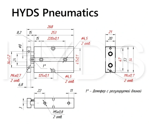 TN 16x200-S Пневмоцилиндр двухпоршневой