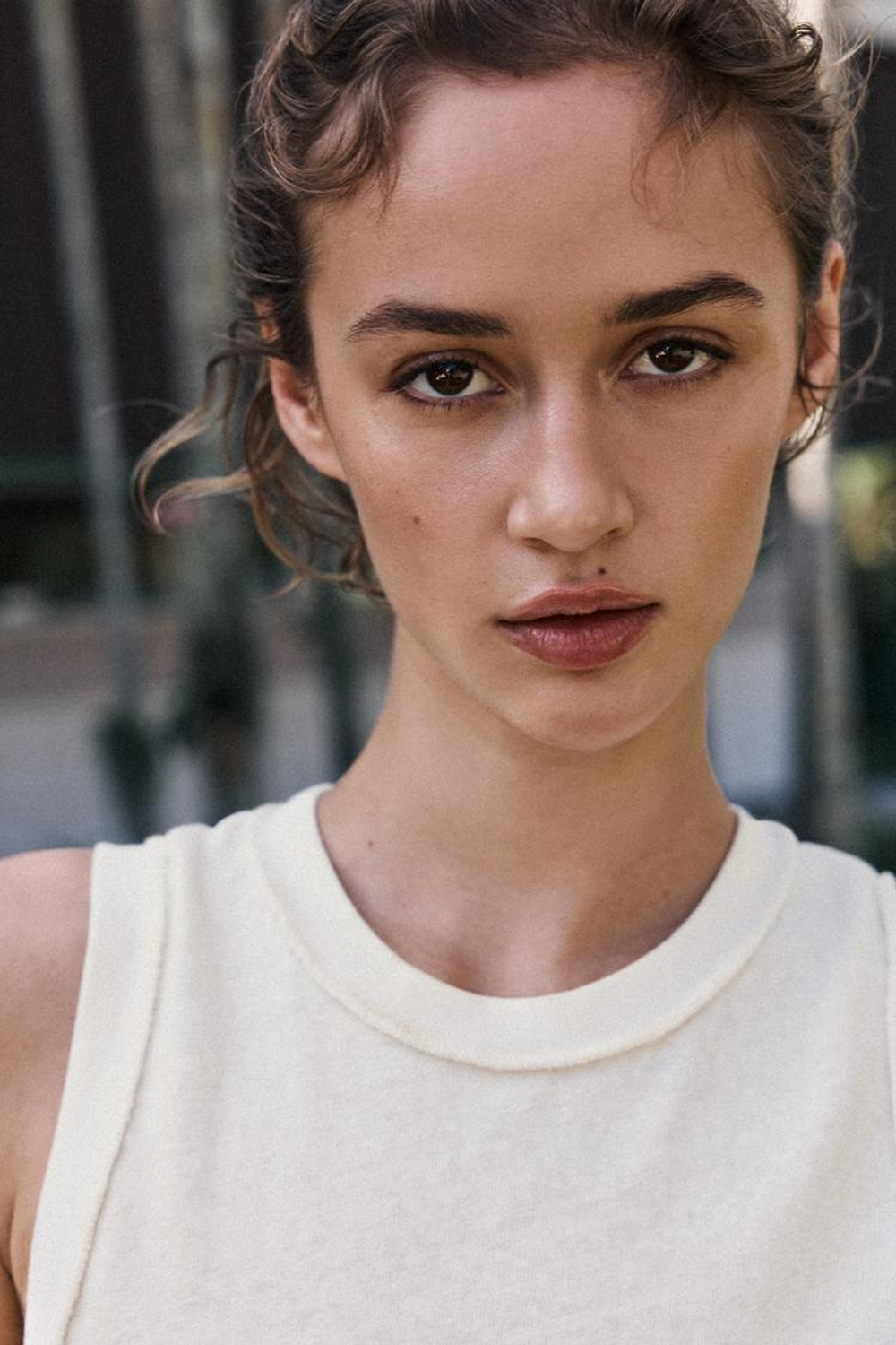 ZARA ХЛОПКОВЫЙ ТОП БЕЗ РУКАВОВ, ЭКРЮ