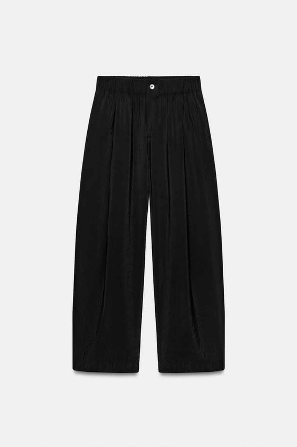 ZARA УКОРОЧЕННЫЕ БРЮКИ НА РЕЗИНКЕ, ЧЕРНЫЙ