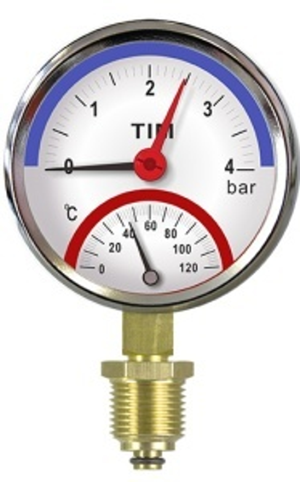 Термоманометр (верт.) 16 бар 120 С" "TIM"
