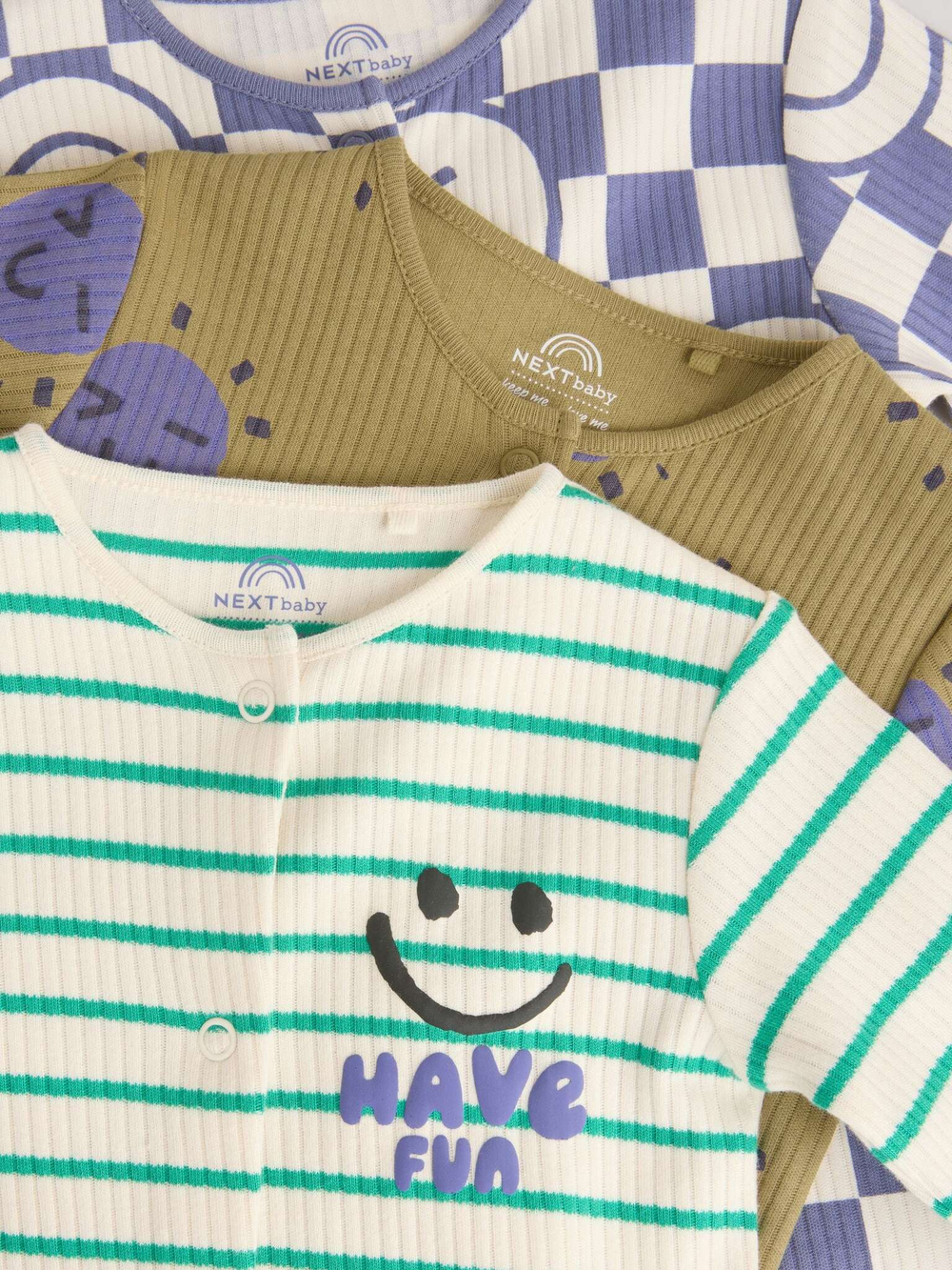 Комбинезон / Cлип для малышей Next B41-214, 3 шт., Фиолетовый, Зеленый