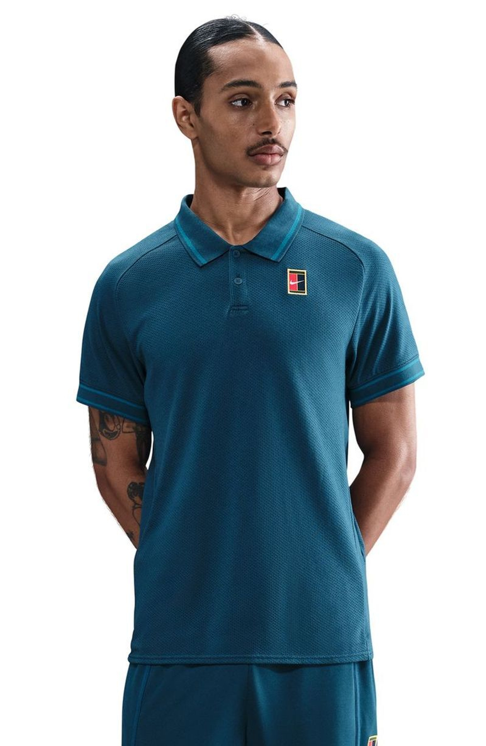 Мужское теннисное поло Nike Court Heritage Tennis - blue force/green abyss