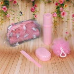 Набор банный дорожный 4шт «Traveler - Teddy bear», (мочалка, футляр 2шт, расческа), розовый, 20*12*5,5см