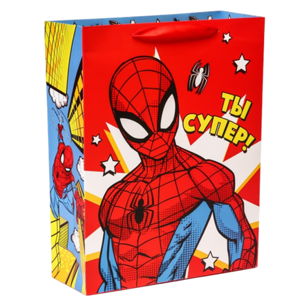 Пакет подарочный "Ты супер! Поздравляю!", Человек-паук, 31х40х11,5 см