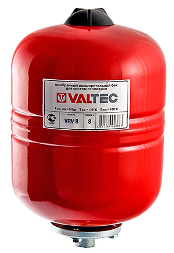 Мембранный расширительный бак для систем водяного отопления и охлаждения цвет красный VALTEC