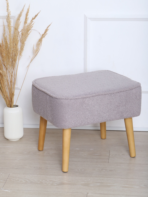 Пуф "Donatello" букле мех серый/натурал. Для кухни, прихожей, салона красоты, офиса. 53х41х44см