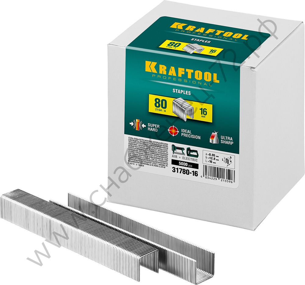 KRAFTOOL тип 21GA (80 / Pr A / Senco AT) 14 мм, 5000 шт, скобы для степлера (31780-16)