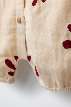 ZARA КОМБИНЕЗОН ИЗ ТЕКСТУРИРОВАННОЙ ТКАНИ С ВЫШИВКОЙ, ЭКРЮ