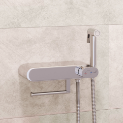 Смеситель с полочкой и держателем туалетной бумаги, с гигиеническим душем - RGW SP-222, хром