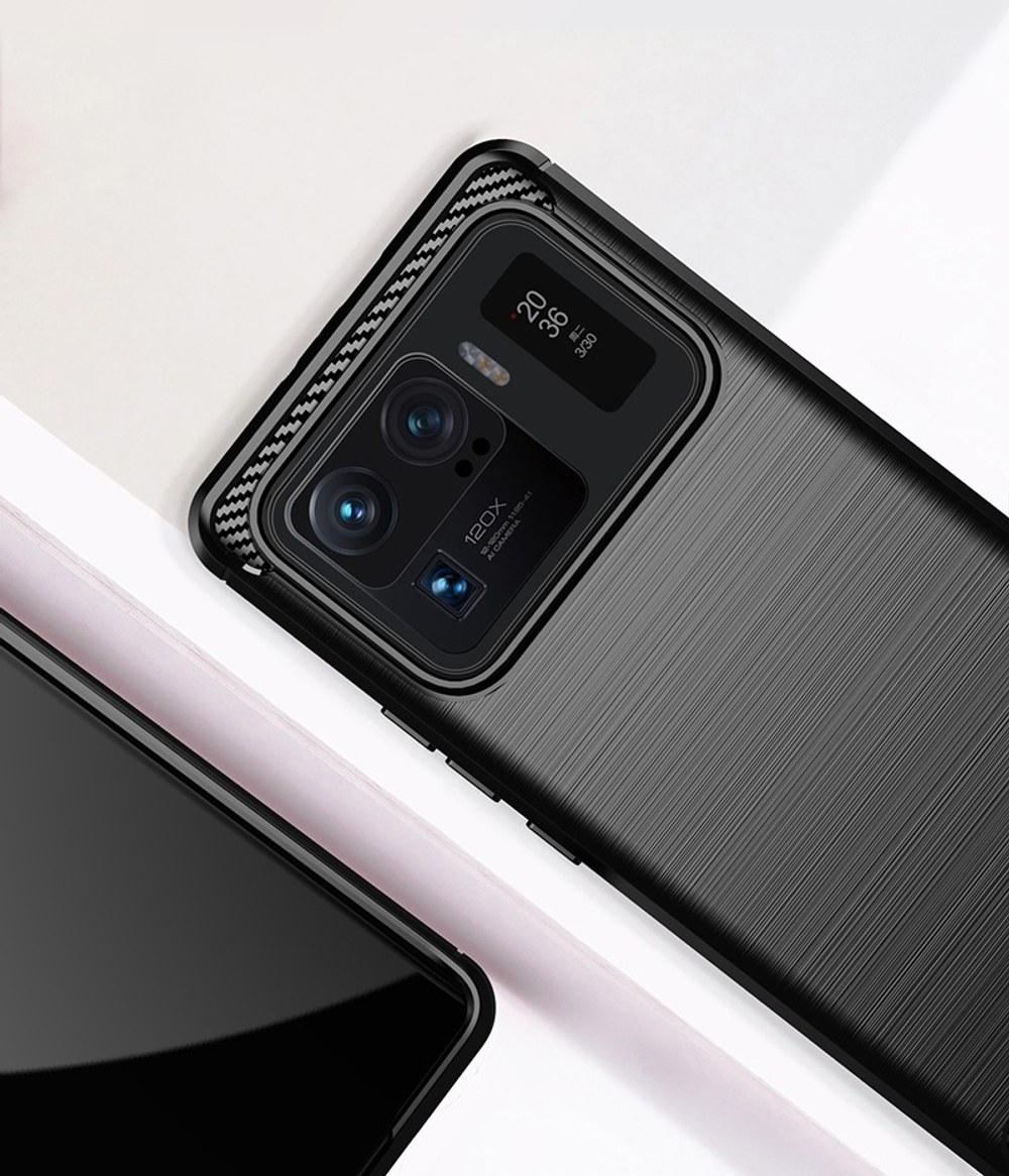Чехол на Xiaomi Mi 11 Ultra с 2021 года, серия Carbon черного цвета от Caseport