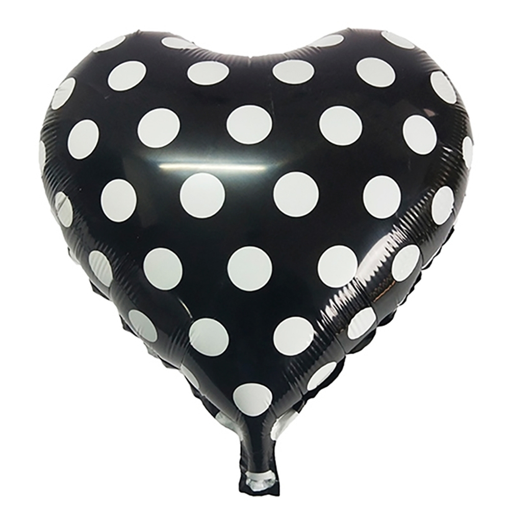 Шар (18""/46 см) Круг, Белые точки, Черный Е079