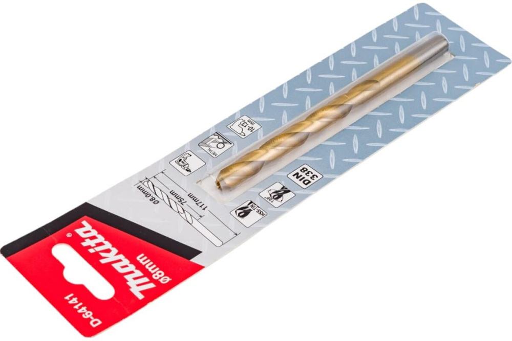 Сверло по металлу HSS-TiN Economy 8х75x117, 1 шт. Makita D-64141