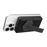 Внешний аккумулятор MagSafe с подставкой UAG Rugged 10K (10000 мА·ч) Беспроводная зарядка: Qi 10 Вт. Проводная зарядка: USB-C. Есть LED-индикация. Энергоёмкость — 38,5 Вт·ч. Максимальная выходная мощность — 20 Вт