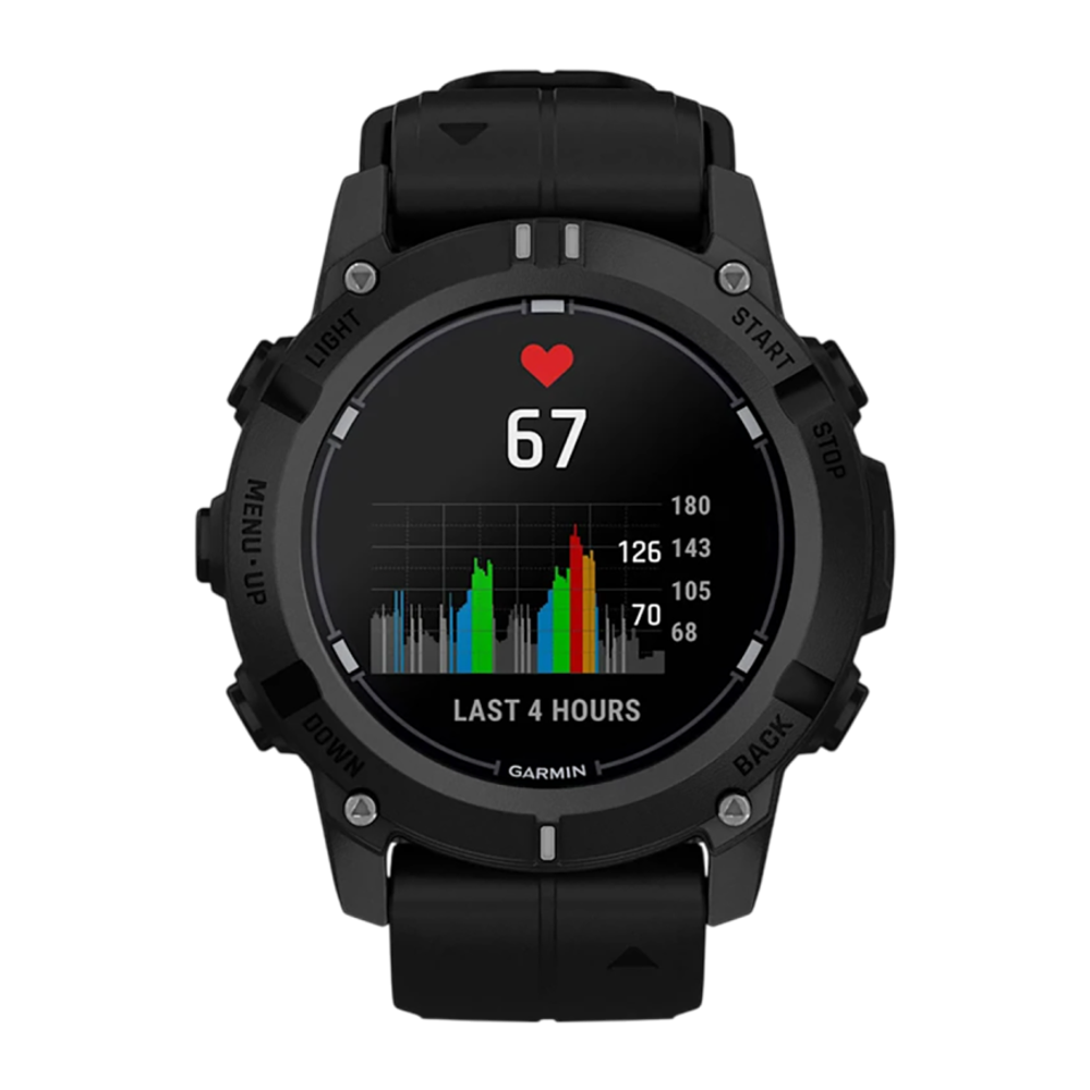 Спортивные часы Garmin Descent G2, чёрный силиконовый ремешок Чёрный безель, AMOLED-дисплей с сапфировым стеклом. Ремешок с классической застёжкой — на запястье обхватом 128–224 мм