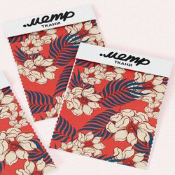 Ткань флис пёстрый рисунок с белым цветком