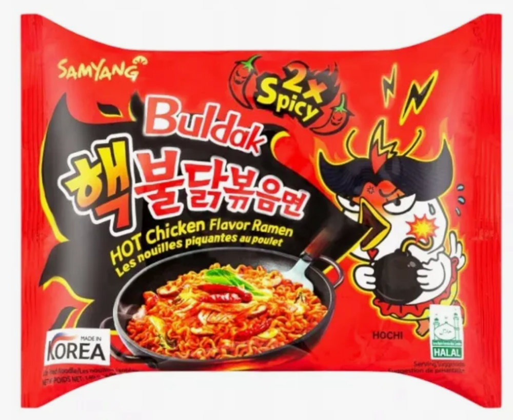 Лапша быстрого приготовления "SAMYANG" вкус жгучей курицы в 2 раза острее 140гр (40шт)  пакет