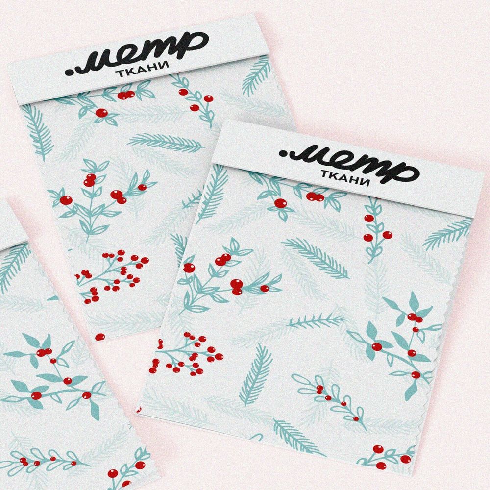 Ткань муслин прозрачные веточки с клюквой