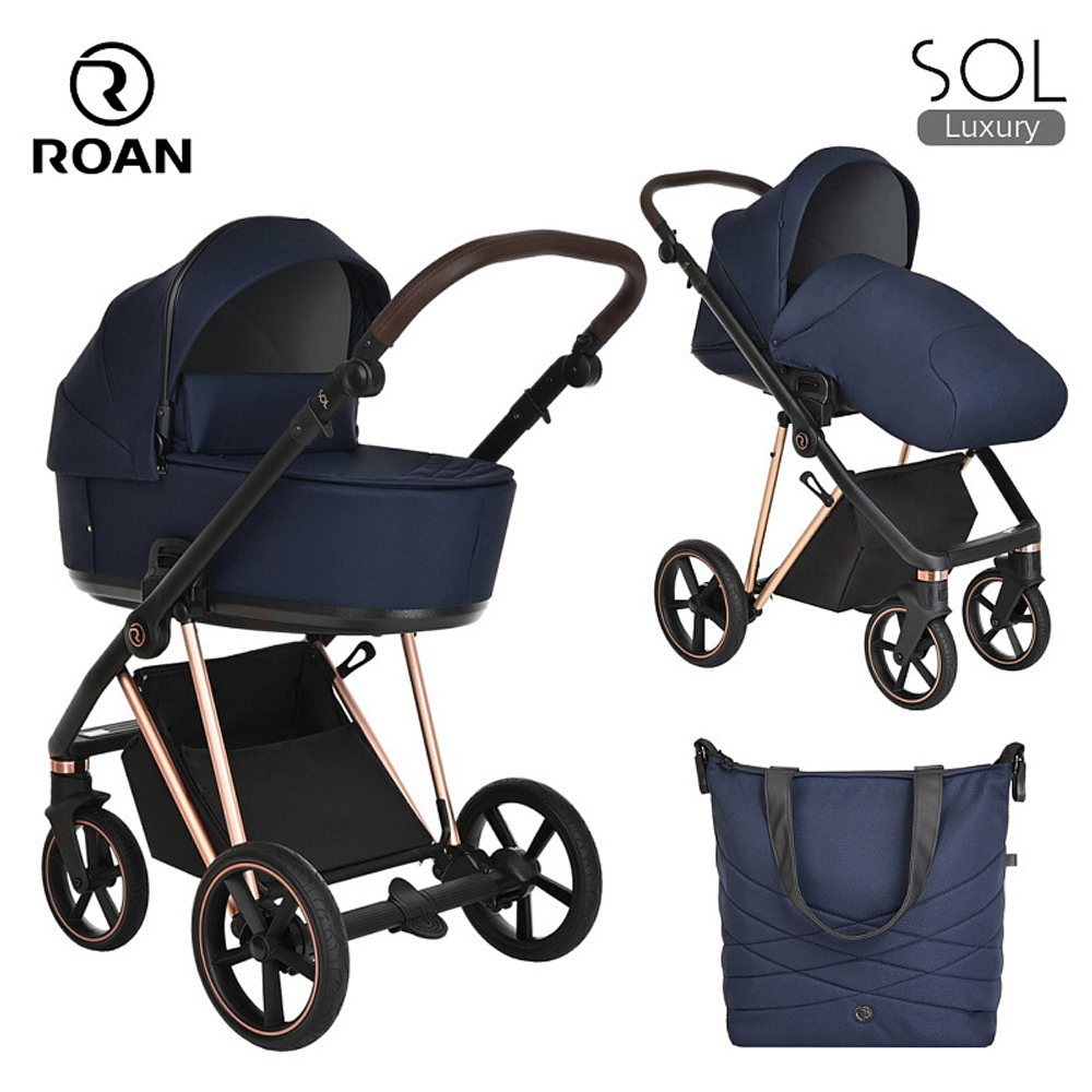 Детская коляска Roan Sol Luxury 2 в 1 RSL/4047 Mystic Blue/Rose Gold