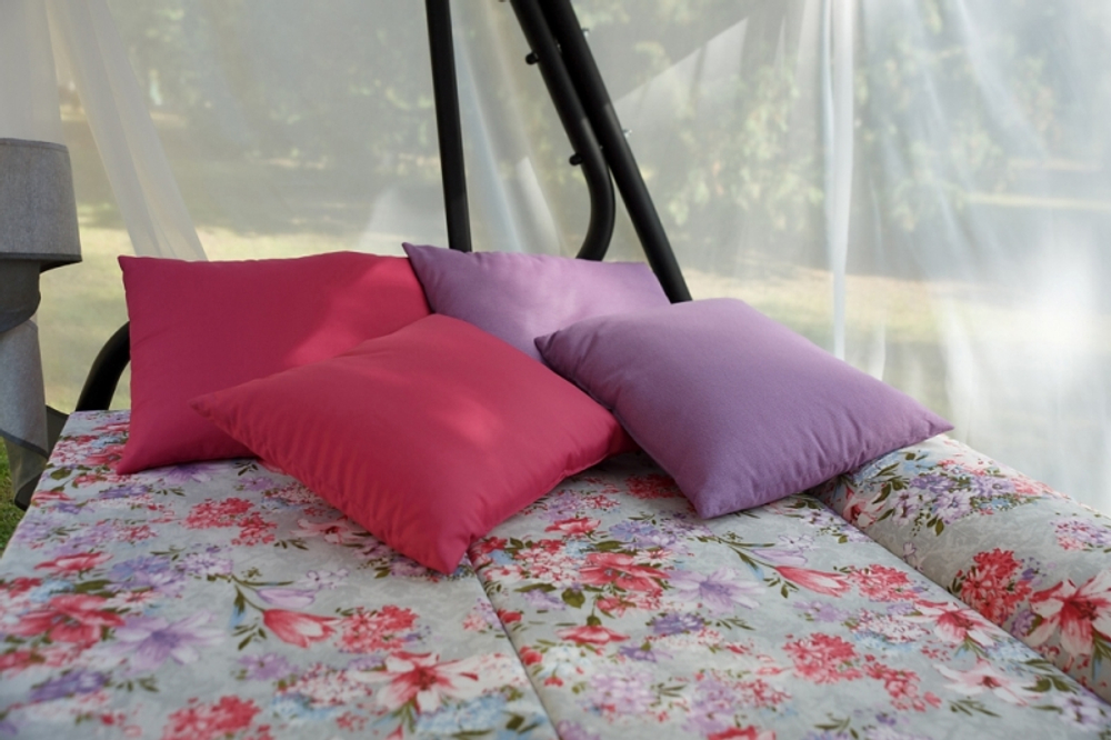 Качели садовые OLSA 3-х местные Турин Премиум FLOWER(каркас антрацит, м/э разноцветный рис.цветы)2 уп.