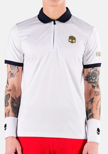 Мужское теннисное поло Hydrogen Half Zip Tech Tee - белый