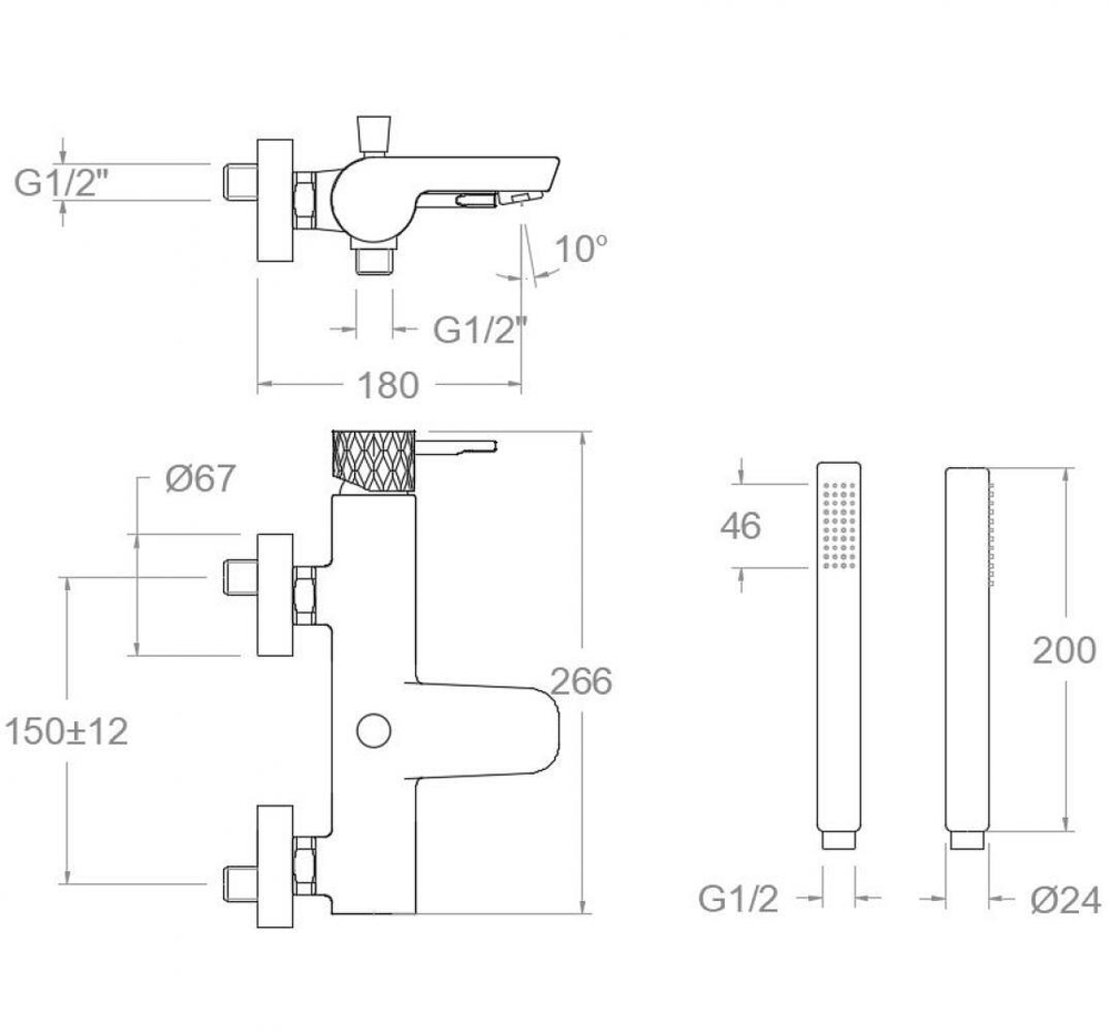 Смеситель для ванны с изливом и душевым комплектом ODISEA JOYA 590501MO