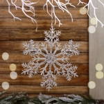 Подвеска новогодняя «Мерцающая снежинка» 21 см, Белый