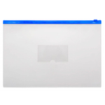 Папка-конверт на молнии Бюрократ, А4+, 150 мкм, карман, полипропилен,  синяя