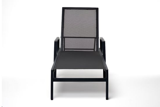 "Парма" шезлонг из алюминия темно-серый (RAL7024) муар, ткань текстилен серая