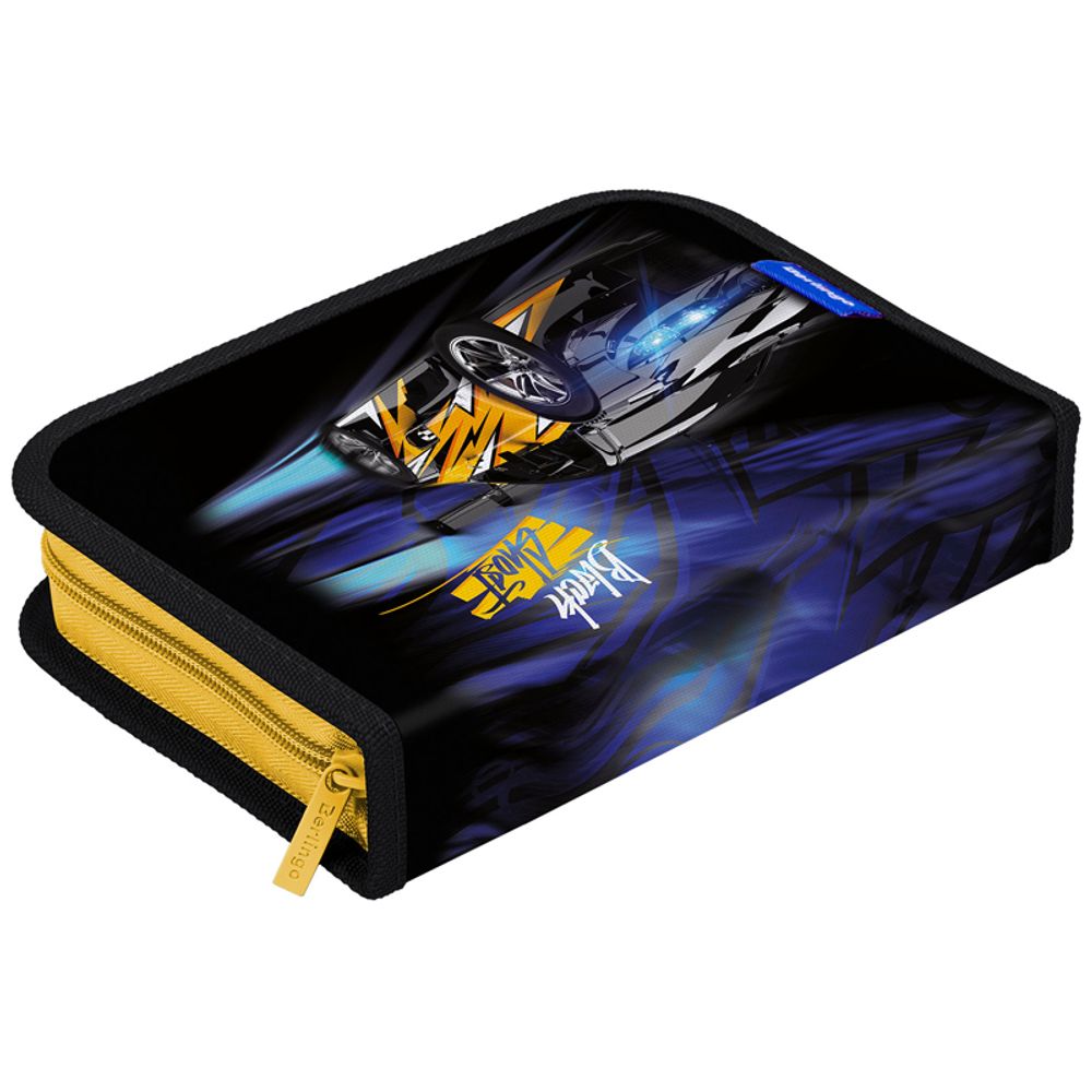 Пенал 1 отделение 200х140х40 Berlingo Black ghost, откидная планка, ткань