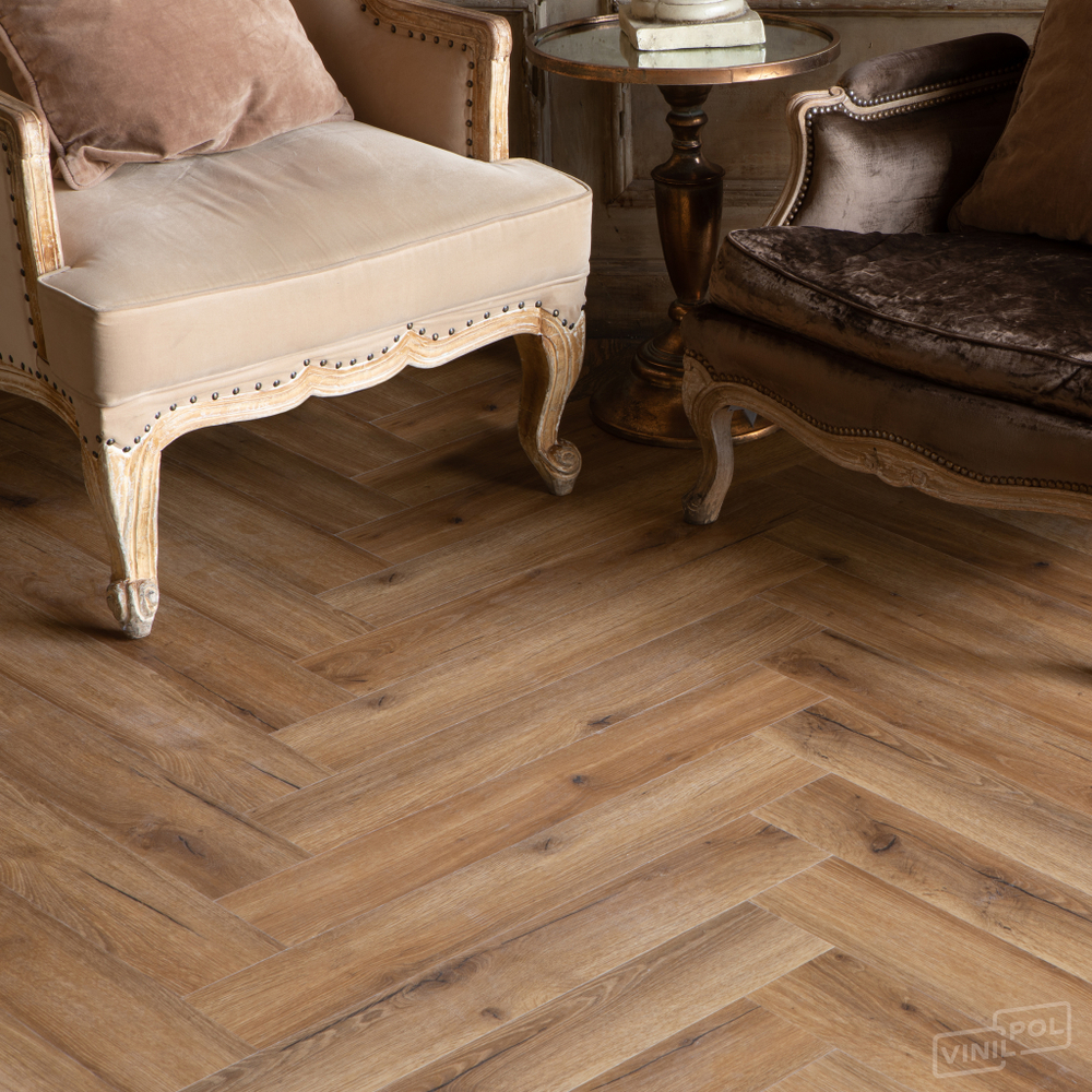 SPC ламинат елка VinilPol Herringbone 7 мм 9933 Паркет Франческо
