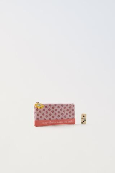 ZARA ПЕНАЛ С ЦВЕТОЧНЫМ ПРИНТОМ, РОЗОВЫЙ