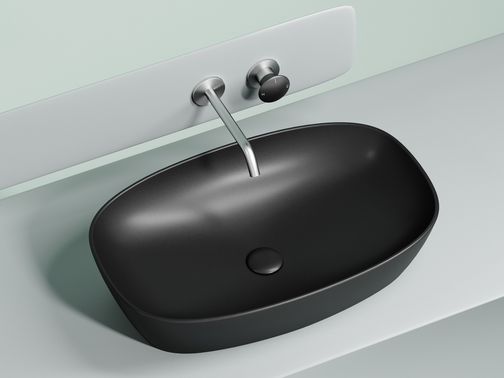 Умывальник чаша накладная овальная (цвет Черный Матовый) Element 610x385x140мм