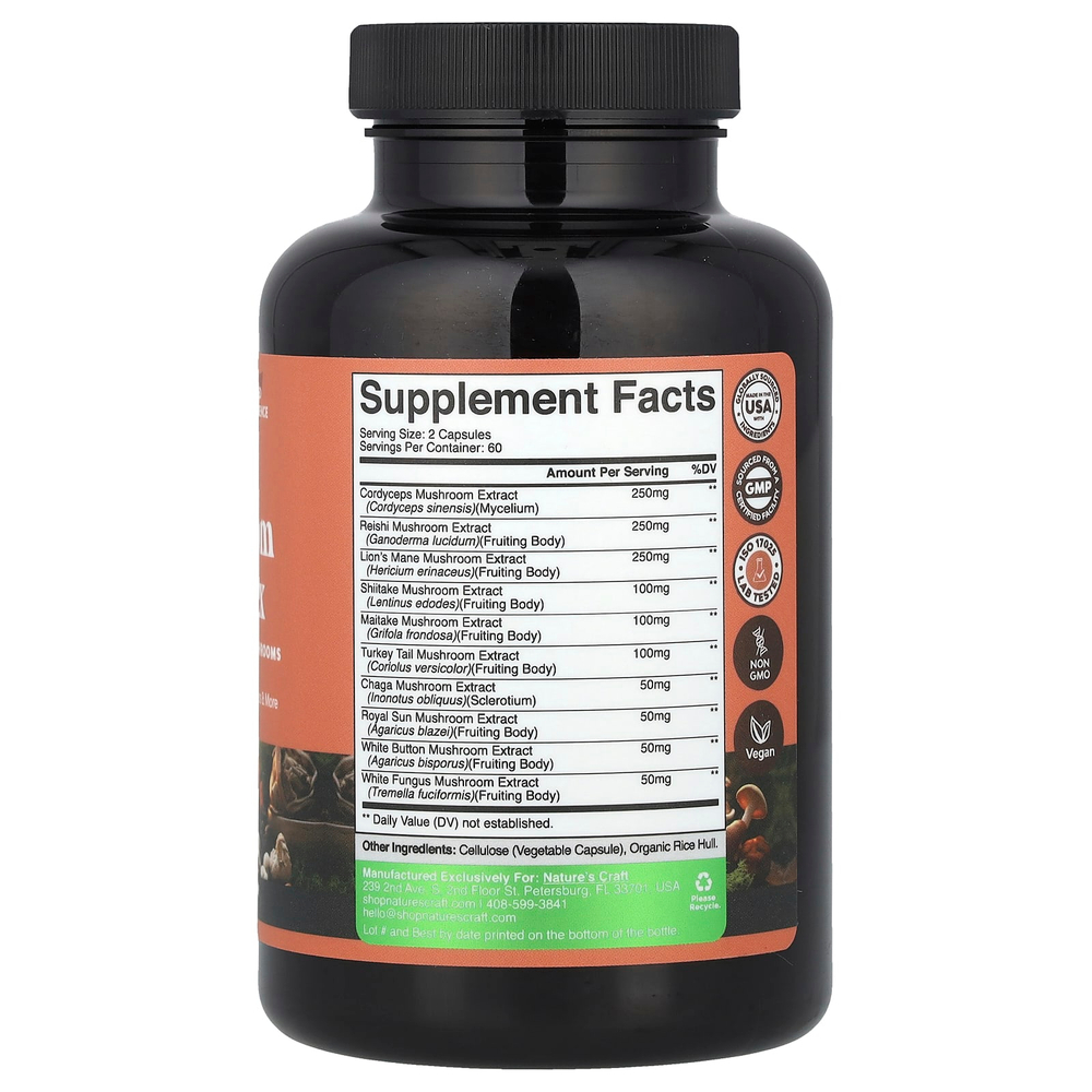 Nature's Craft, Комплекс грибов, 120 капсул