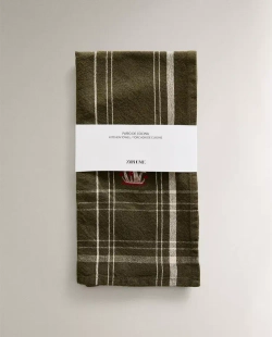 ZARA HOME КУХОННОЕ ПОЛОТЕНЦЕ С ЦВЕТОЧНОЙ ВЫШИВКОЙ, ЗЕЛЕНЫЙ