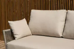 "Форли" лаунж-зона 4-местная плетеная из роупа (веревки), каркас алюминиевый светло-серый, роуп серо-коричневый