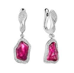 Серьги с Рубеллитами и Бриллиантами, E0030-13/1
