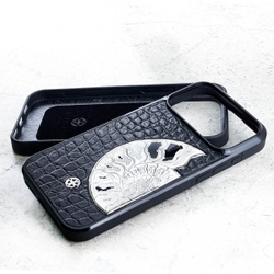 Шикарный чехол iPhone с аммонитом крокодил - Euphoria HM Premium - натуральная кожа, ювелирный сплав