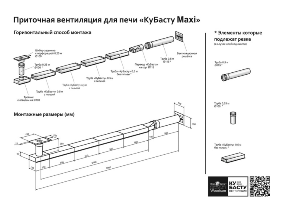 Приточная вентиляция для печи КуБасту maxi