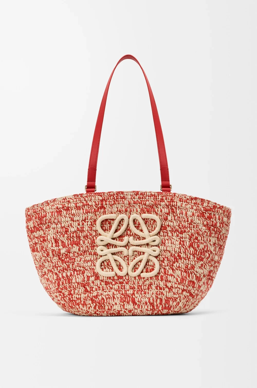 Loewe Средняя сумка-корзина Eclipse из рафии и телячьей кожи, красный