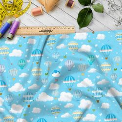 Ткань премиум дюспо воздушные шары на голубом