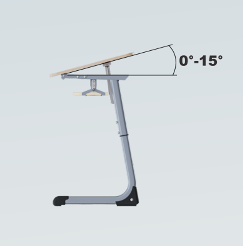 Парта двухместная Mega Smart Perfo с перфорированным экраном, полкой и углом наклона столешницы