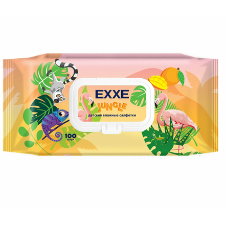 Влажные салфетки детские Exxe Jungle 100 шт