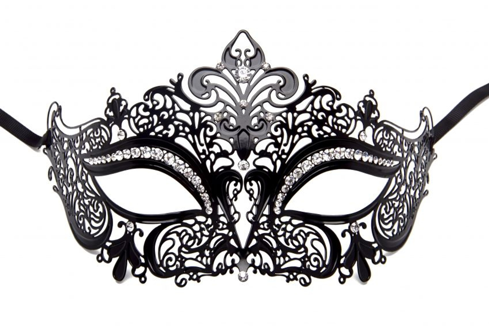 Чёрная маска на глаза из металлического ажура (Цвет: черный)