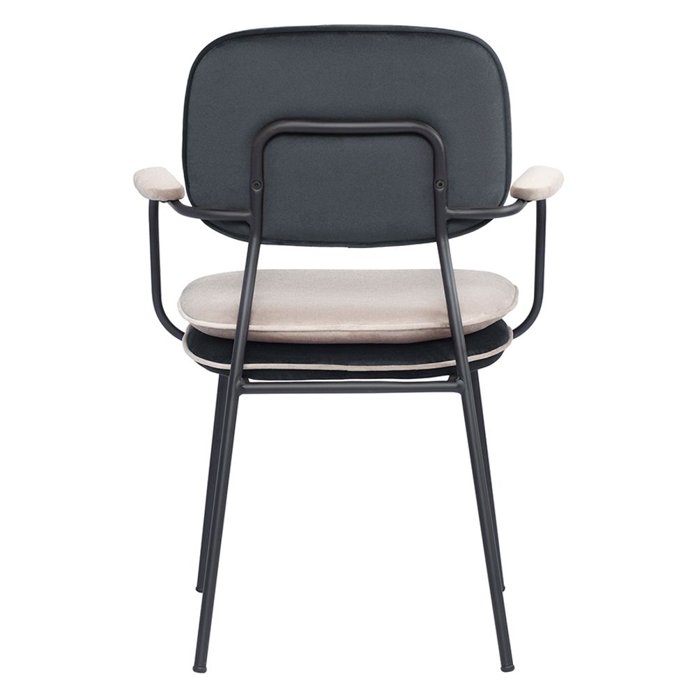 Стул с подлокотниками и контрастным кантом Pea, велюр, темно-серый/бежевый