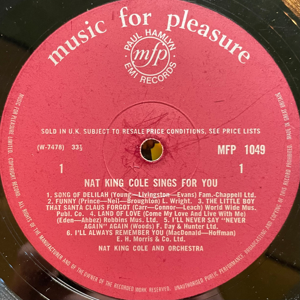 Nat King Cole ‎– Nat King Cole Sings For You (Англия)