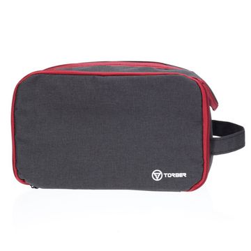 Несессер Torber, дорожный, чёрный/бордовый, полиэстер 300D ткань катионик, 27 х 17 х 14 см