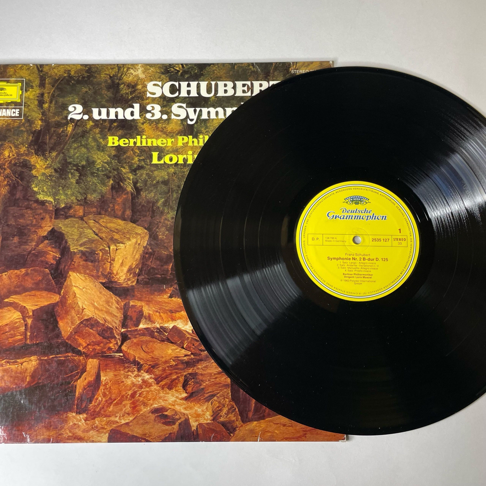 Винтажная виниловая пластинка LP Schubert Шуберт, Berliner Philharmoniker, Lorin Maazel, 2. Und 3. Symphonie (Германия 1977) Deutsche Grammophon