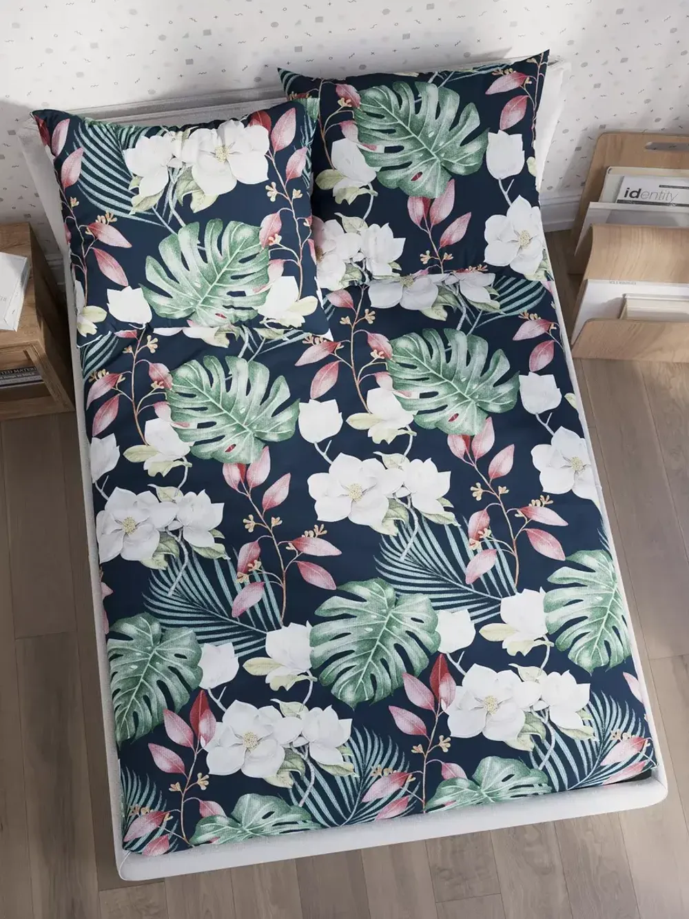 Постельное белье Полисатин Мечта "Цветочная феерия" семейное Наволочка 50х70 см 2 шт Простынь на резинке 160x200 см Пододеяльник 145x215 см 2шт